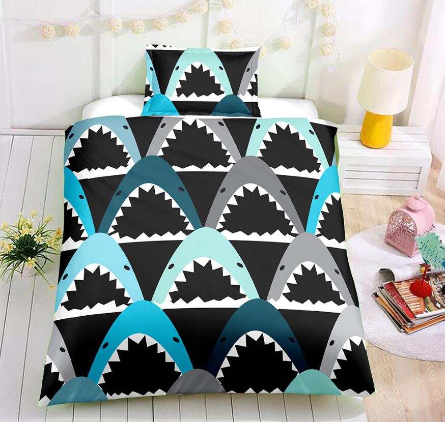 3D Shark Mouth 6006 Bed Pillowcases Quilt