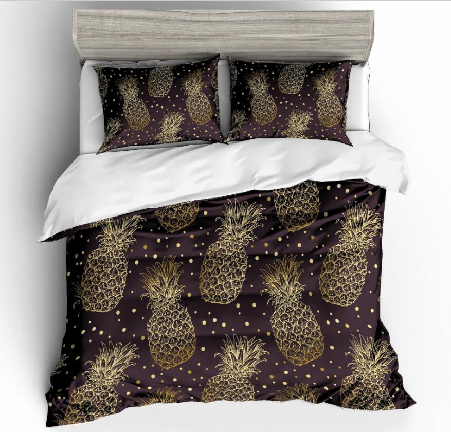 3D Golden Pineapple 1156 Bed Pillowcases Quilt