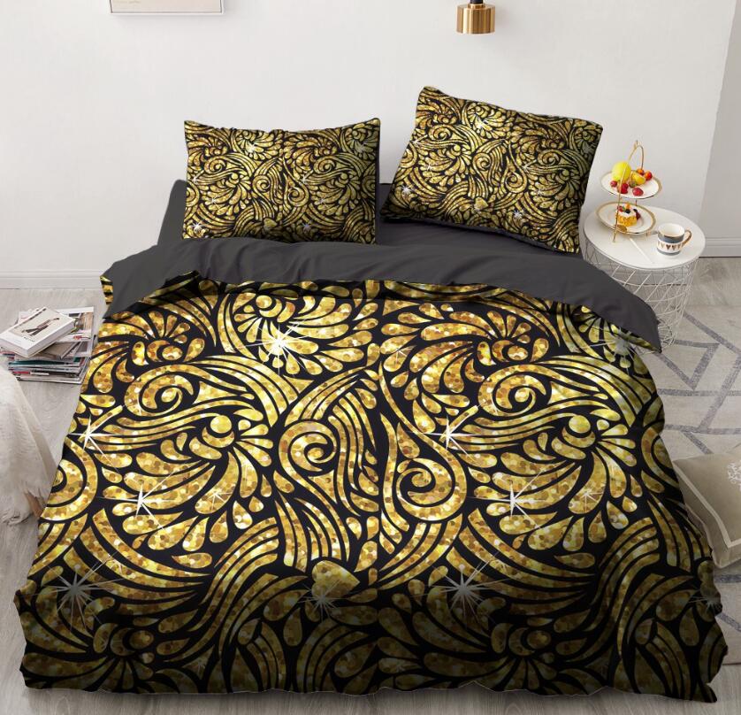 3D Golden Pattern 11137 Bed Pillowcases Quilt