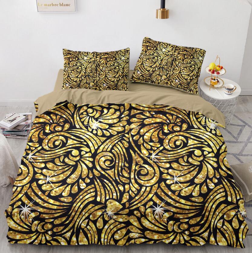 3D Golden Pattern Star Point 11138 Bed Pillowcases Quilt