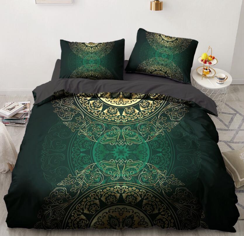 3D Dark Green Pattern 11141 Bed Pillowcases Quilt