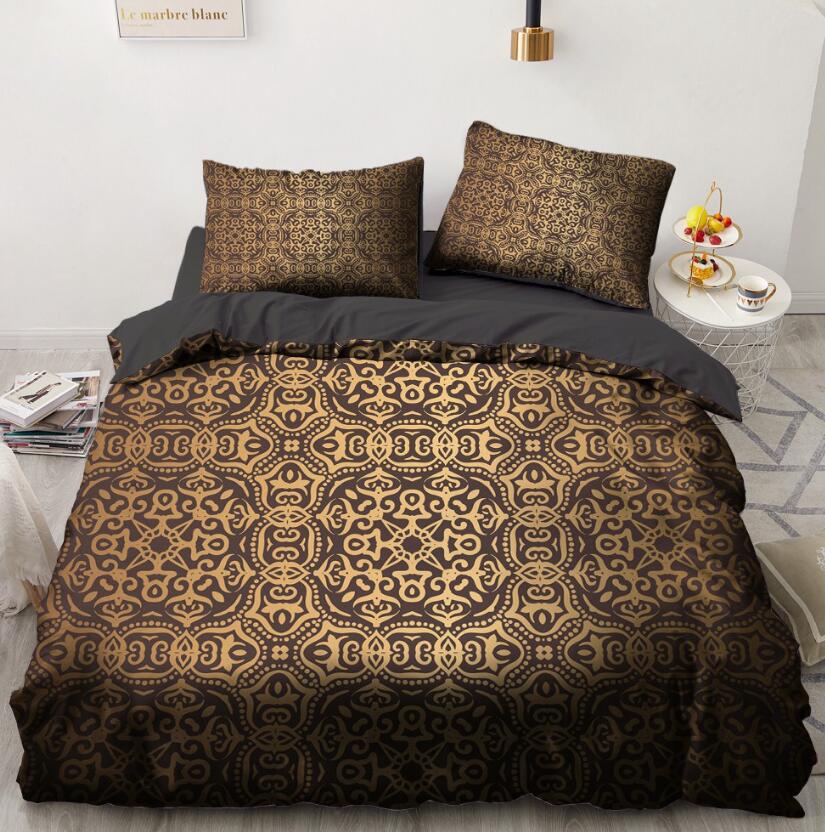 3D Black Golden Pattern 11146 Bed Pillowcases Quilt