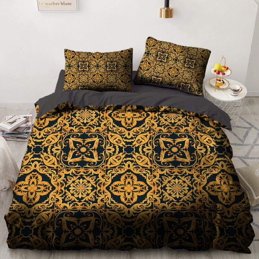 3D Black Golden Kaleidoscope Pattern 11150 Bed Pillowcases Quilt