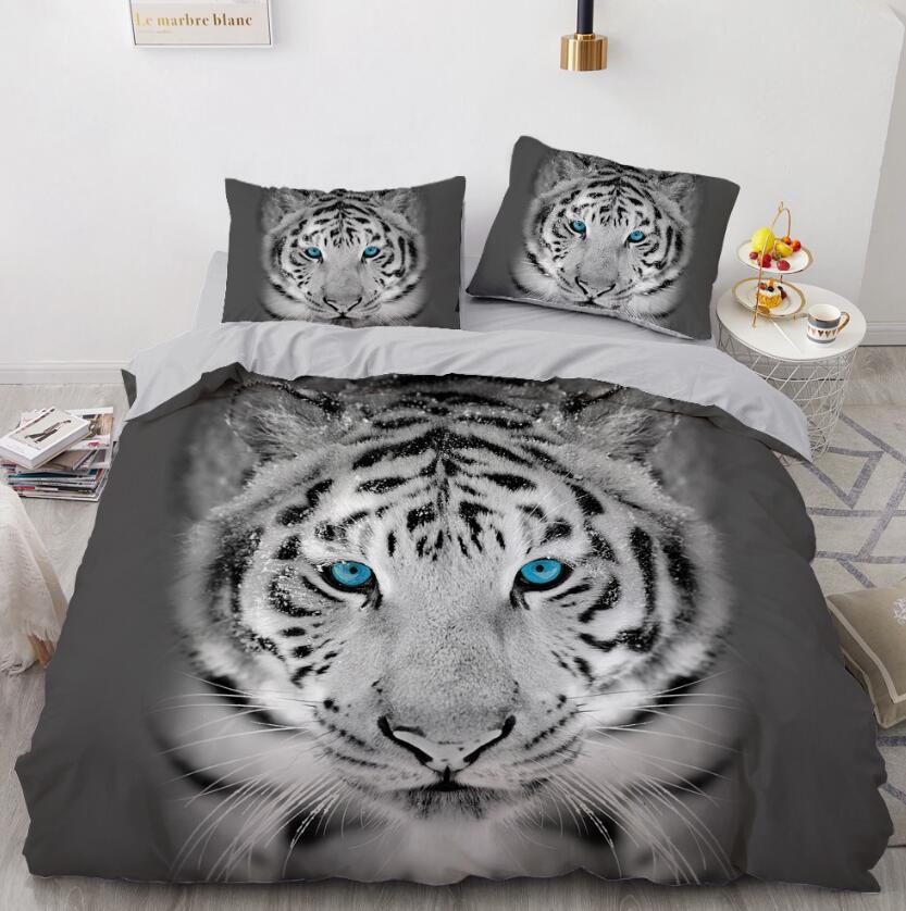 3D Grey Tiger Blue Eyes 9950 Bed Pillowcases Quilt