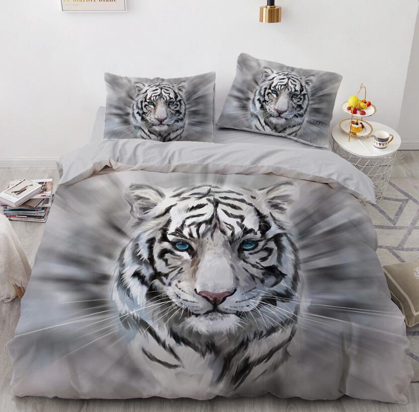3D Gray Tiger 9953 Bed Pillowcases Quilt