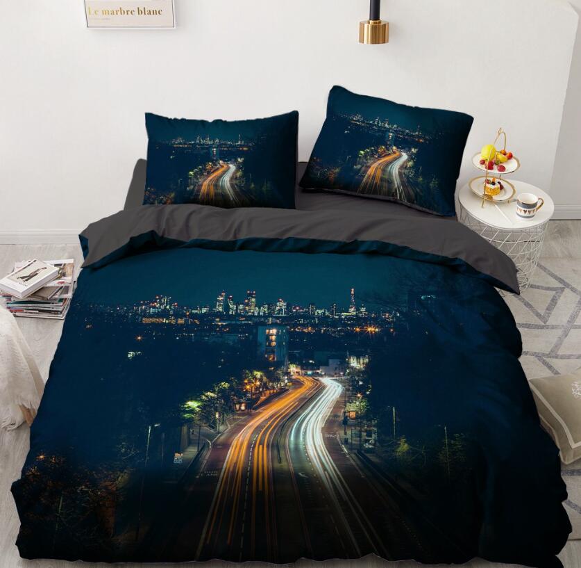 3D Night City Street 11124 Bed Pillowcases Quilt