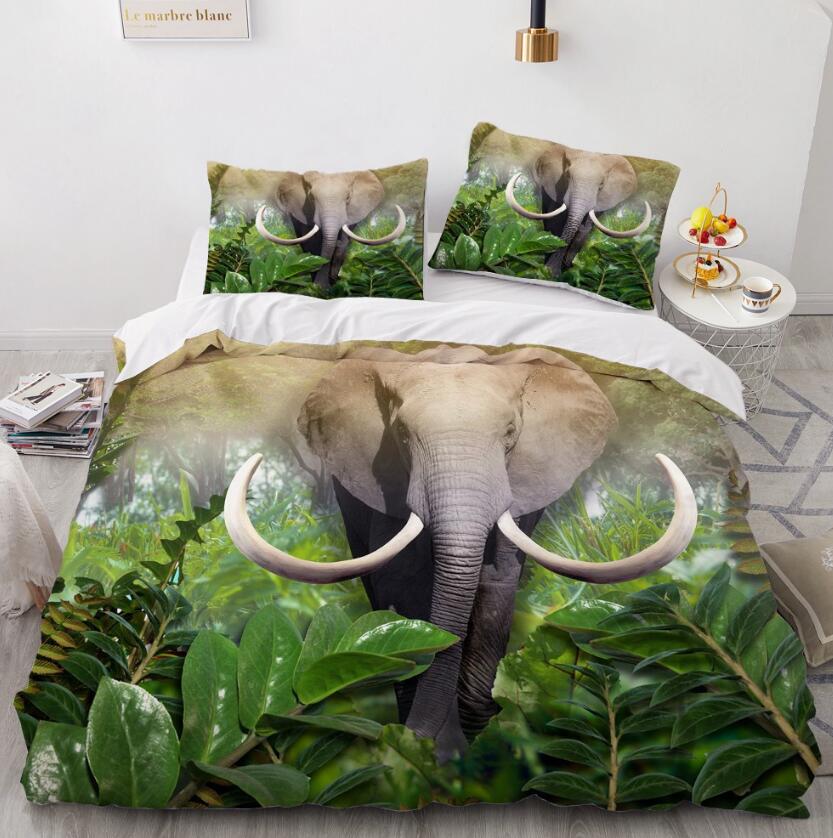 3D Elephant Forest 11132 Bed Pillowcases Quilt