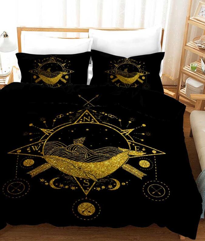 3D Golden Circle Totem Sea Fish 11176 Bed Pillowcases Quilt