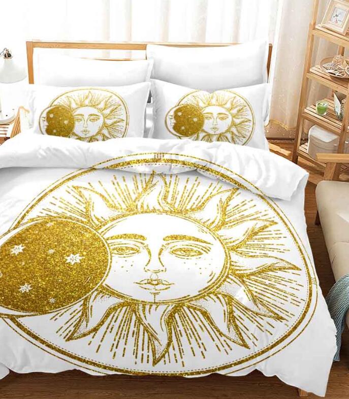 3D Golden Sun Planet 11186 Bed Pillowcases Quilt