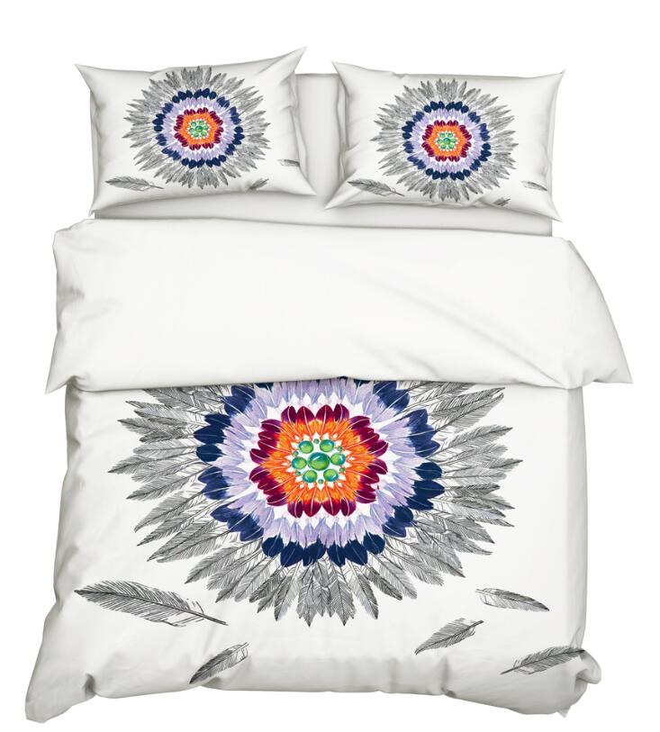 3D Color Feather Circle 11174 Bed Pillowcases Quilt
