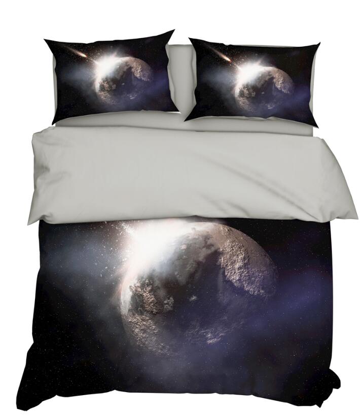 3D Black Gray Moon 11117 Bed Pillowcases Quilt