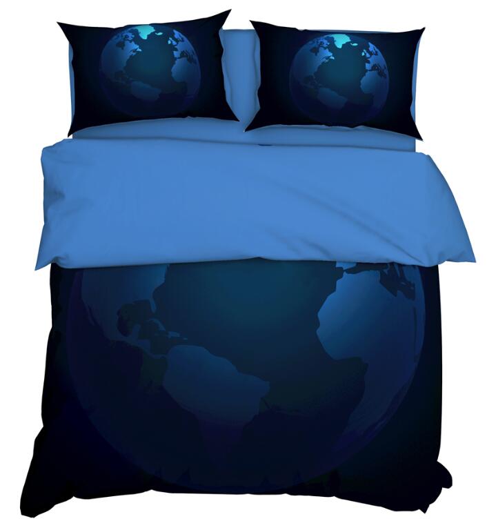 3D Dark Blue Planet 11118 Bed Pillowcases Quilt