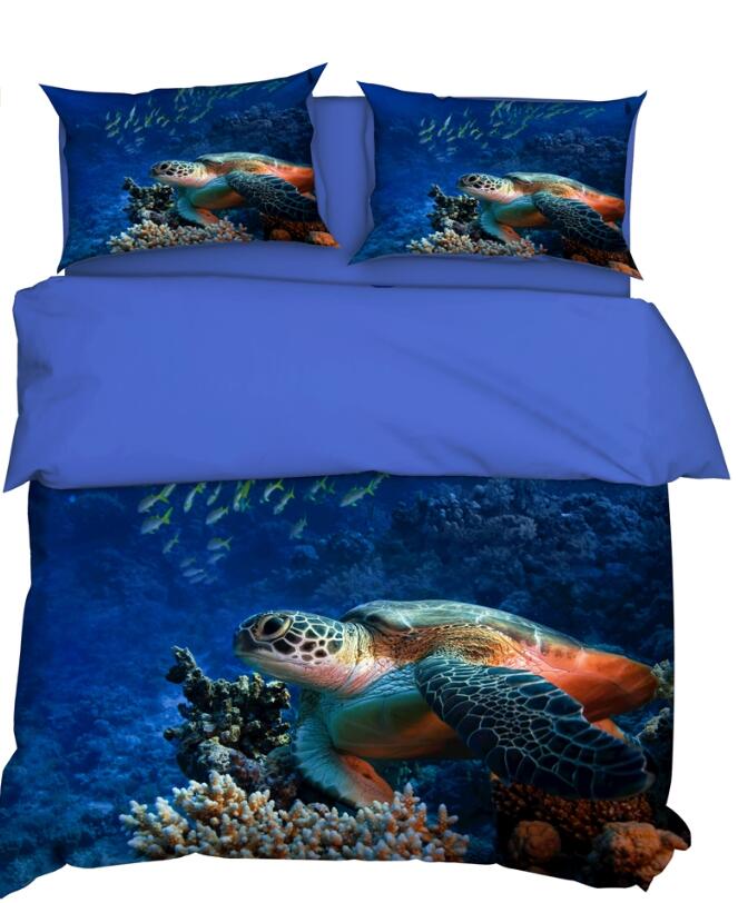 3D Seabed Sea Turtle Coral Fish 9923 Bed Pillowcases Quilt
