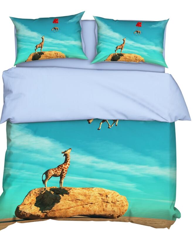 3D Giraffe Stone 9914 Bed Pillowcases Quilt