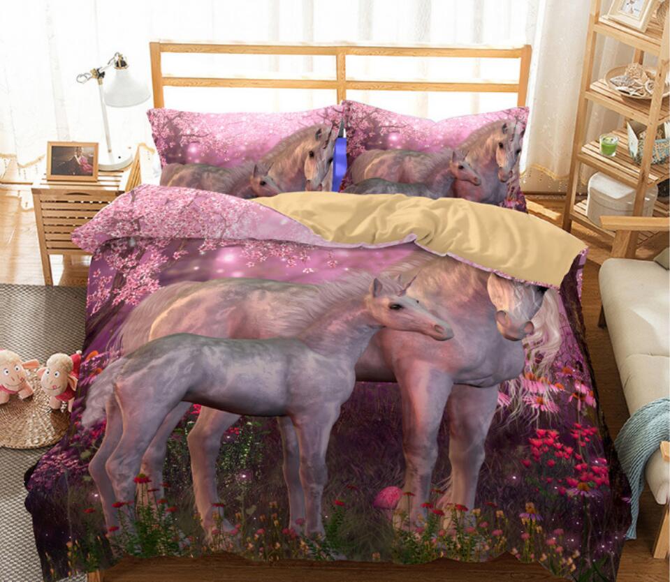 3D Flower Unicorn 6117 Bed Pillowcases Quilt