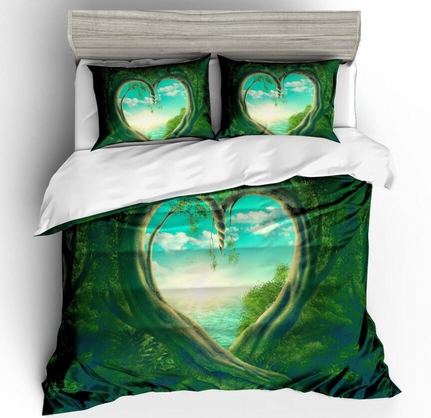 3D Love Tree Hole 6089 Bed Pillowcases Quilt