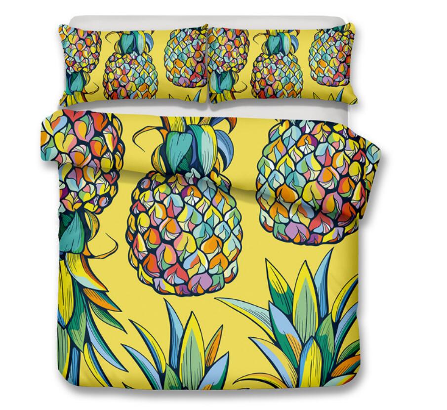 3D Yellow Pineapple 6131 Bed Pillowcases Quilt