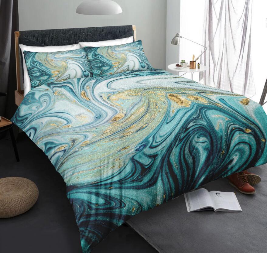 3D Green Marble 6101 Bed Pillowcases Quilt