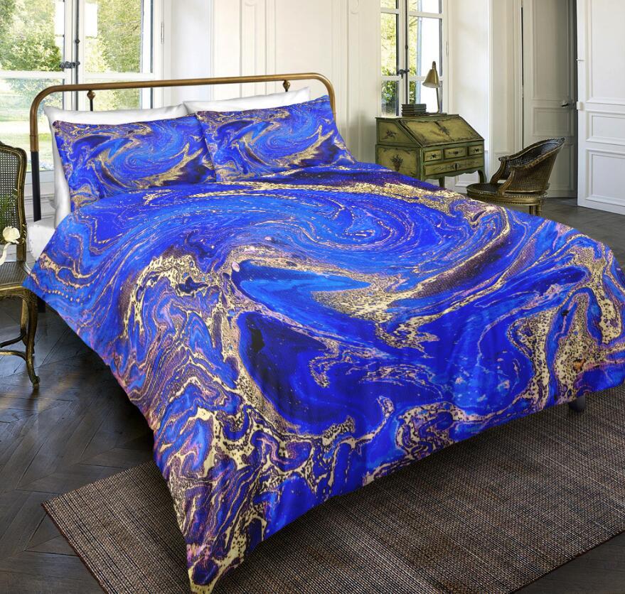3D Royal Blue Marble Pattern 6109 Bed Pillowcases Quilt