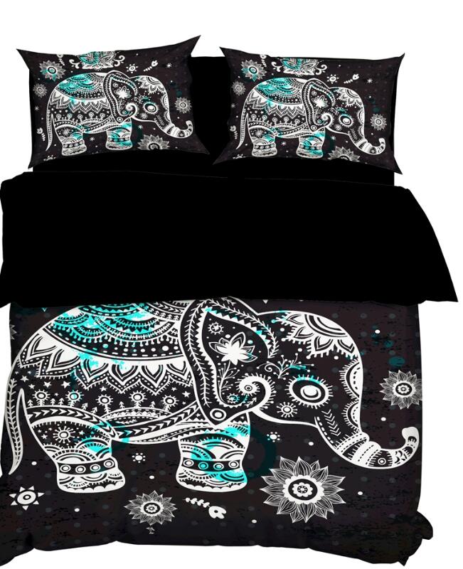 3D Black White-Sided Elephant 9931 Bed Pillowcases Quilt