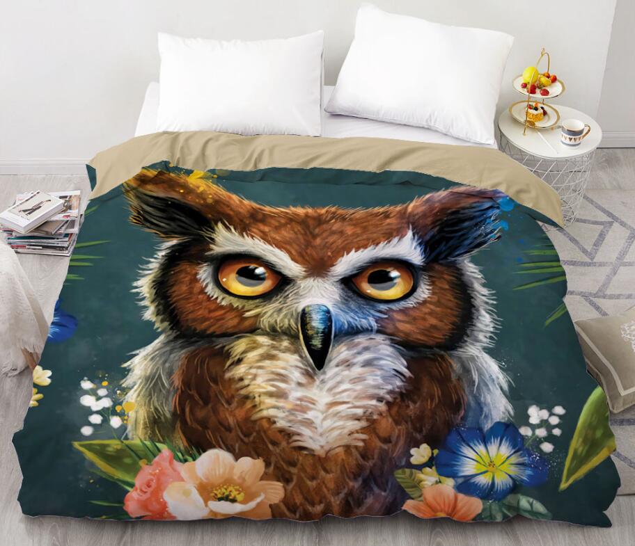 3D Owl Flower 99190 Bed Pillowcases Quilt