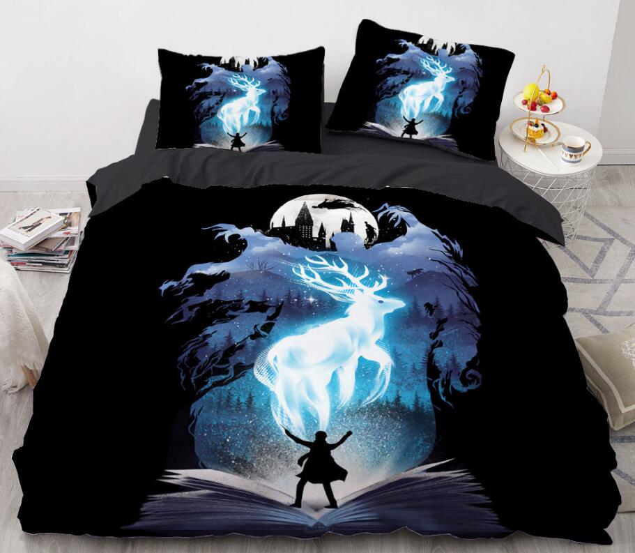 3D Book Deer Castle 8887 Bed Pillowcases Quilt