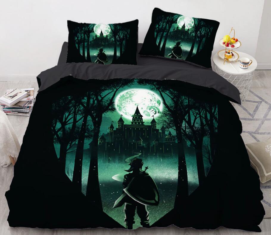 3D Knight Castle Moon 8888 Bed Pillowcases Quilt