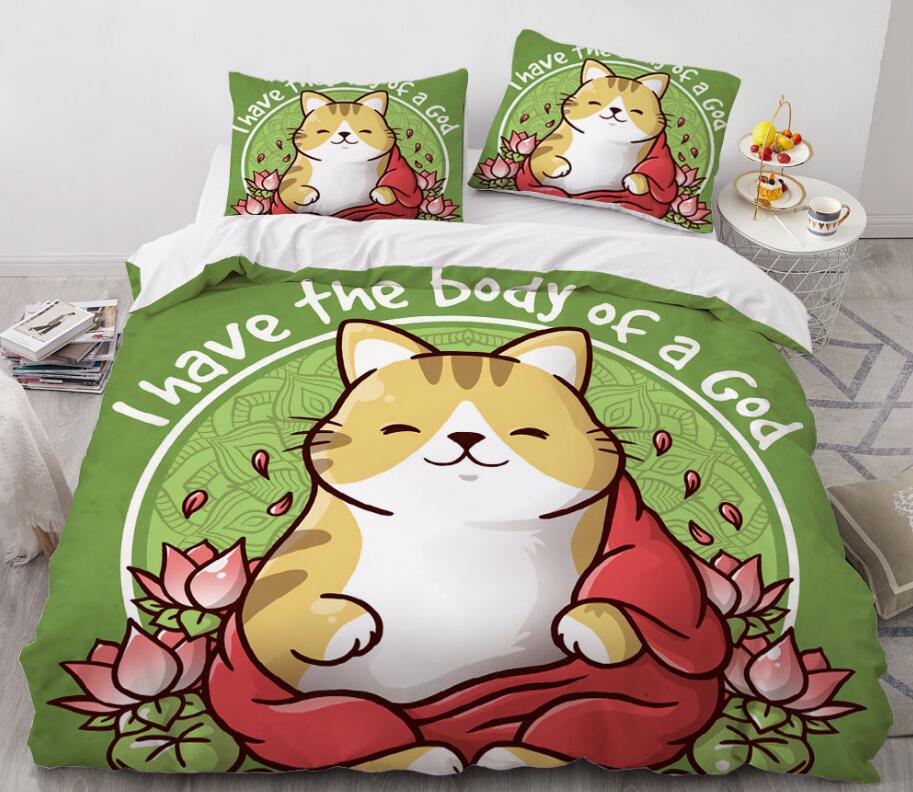 3D Cartoons Cat Lotus 8829 Bed Pillowcases Quilt