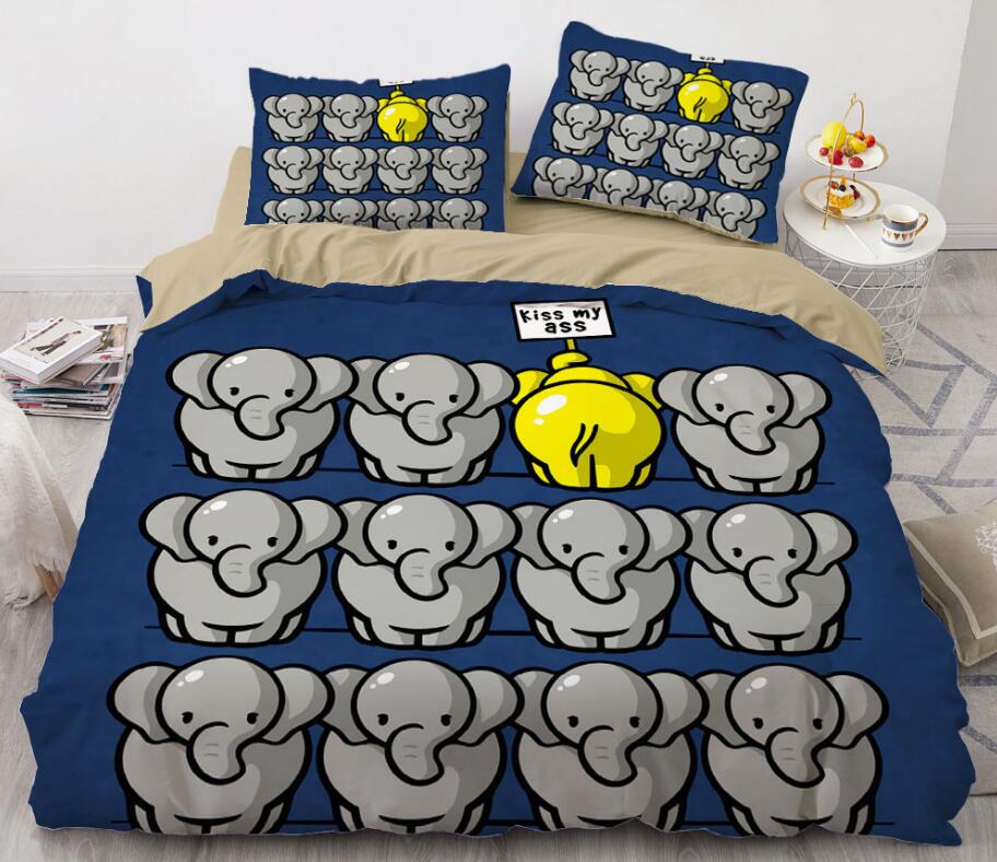 3D Cartoons Elephant 8834 Bed Pillowcases Quilt