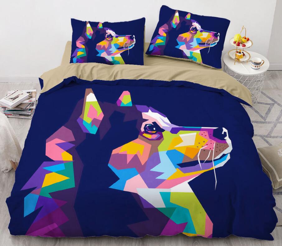 3D Color Husky Dog 8846 Bed Pillowcases Quilt