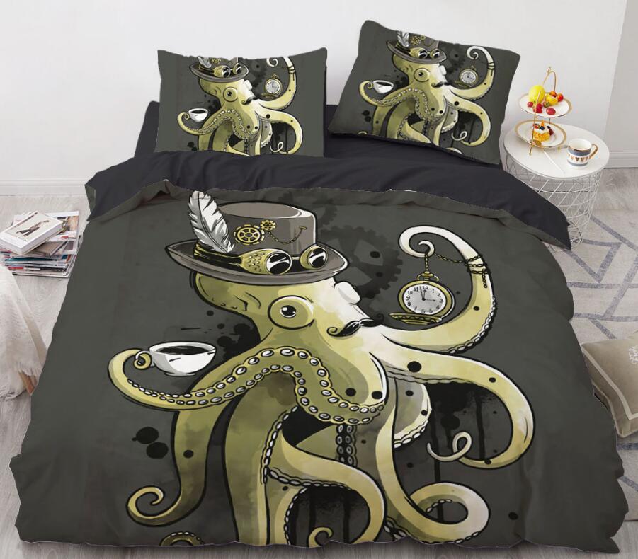 3D Octopus Top Hat 8814 Bed Pillowcases Quilt