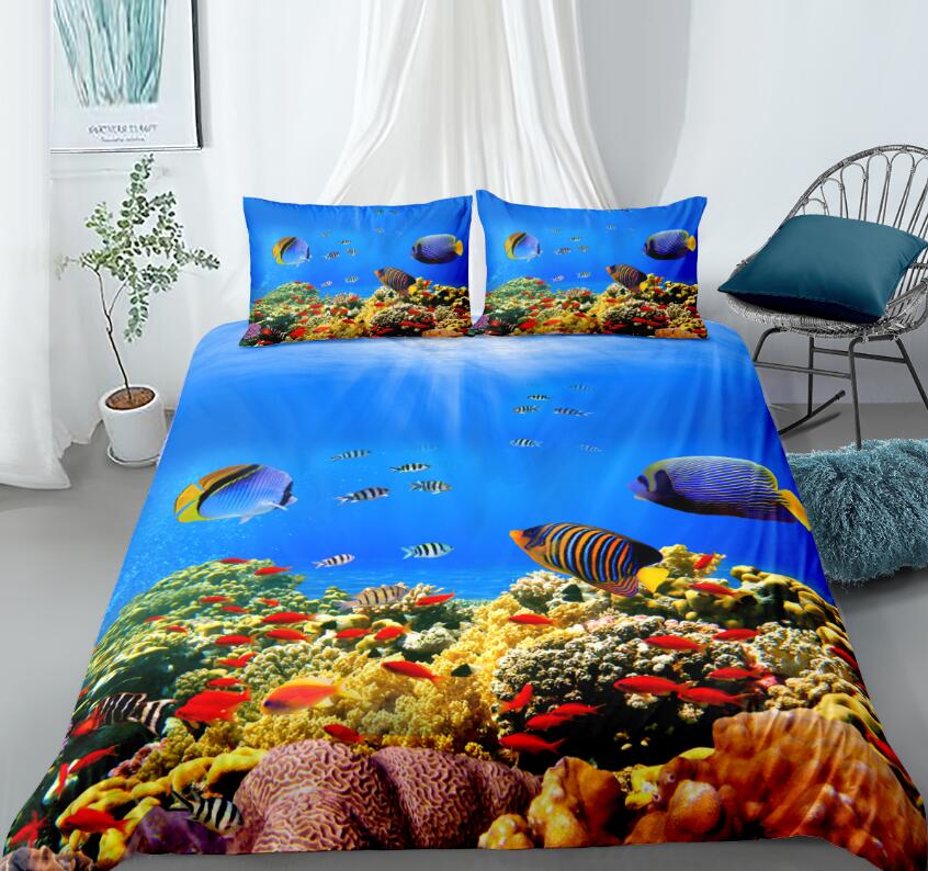 3D seabed Fish 8896 Bed Pillowcases Quilt