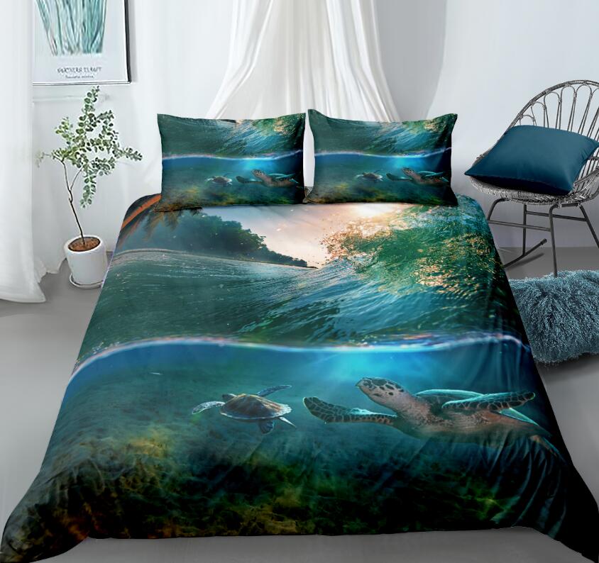 3D Underwater Turtle 88101 Bed Pillowcases Quilt