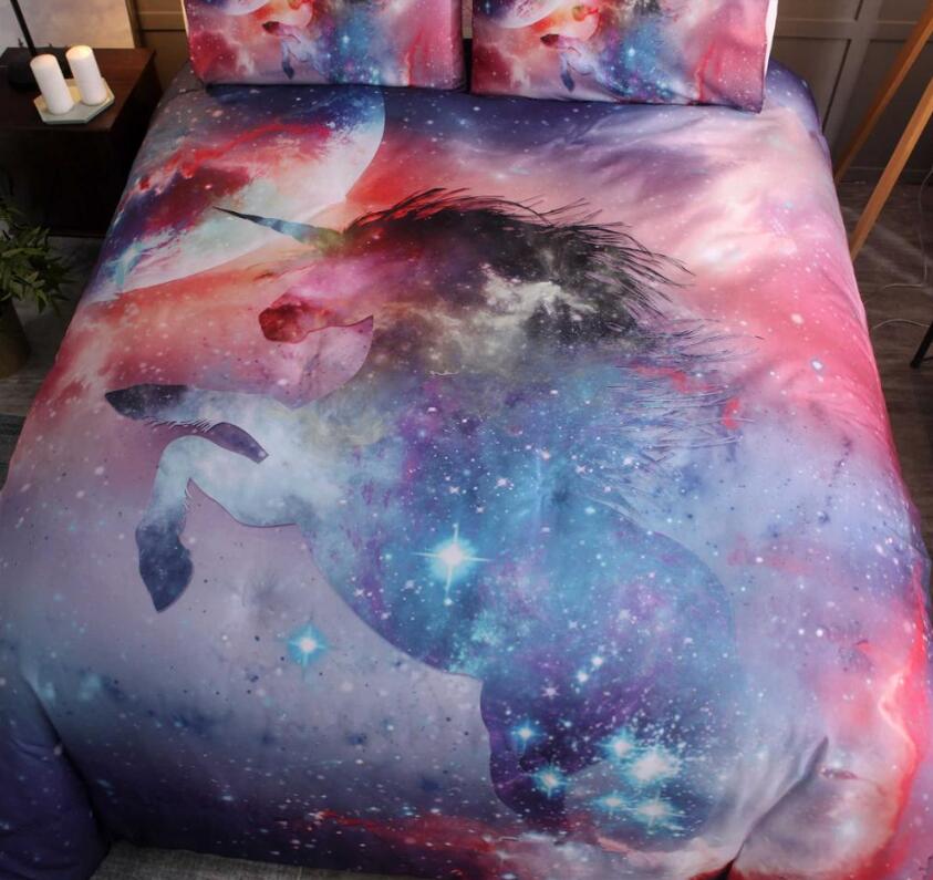 3D Unicorn Starry Sky 88107 Bed Pillowcases Quilt
