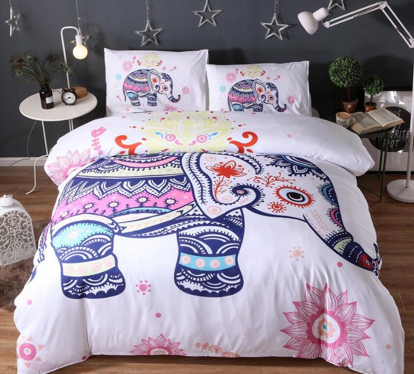 3D Elephant Totem Pattern Flowers 99160 Bed Pillowcases Quilt