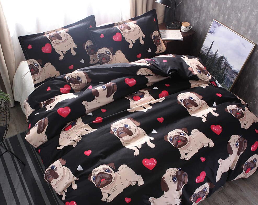 3D Pug Dog Love 9982 Bed Pillowcases Quilt