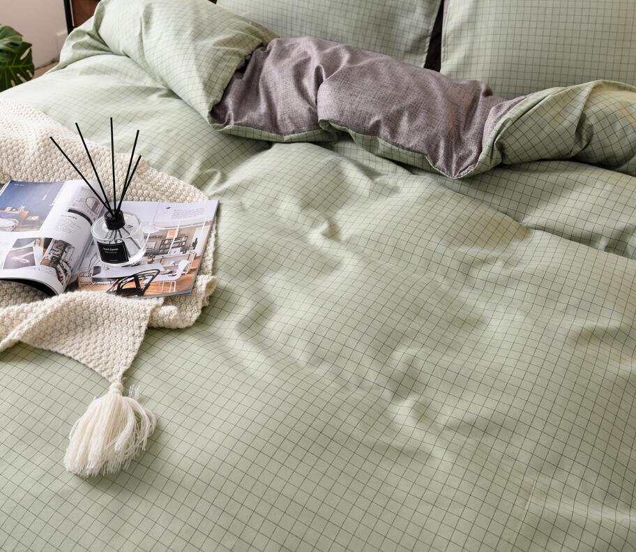 3D Light Green Checkered 9998 Bed Pillowcases Quilt