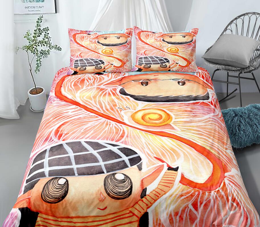 3D Flower Girl Boy 99114 Bed Pillowcases Quilt
