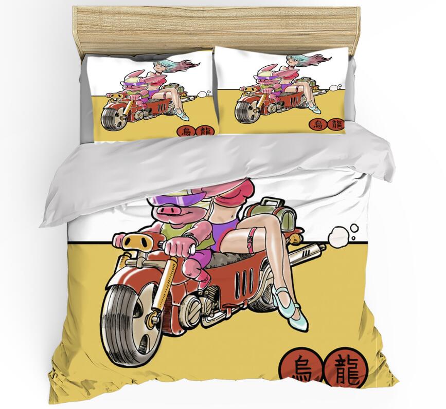3D Pig Riding A Motorcycle 99174 Bed Pillowcases Quilt