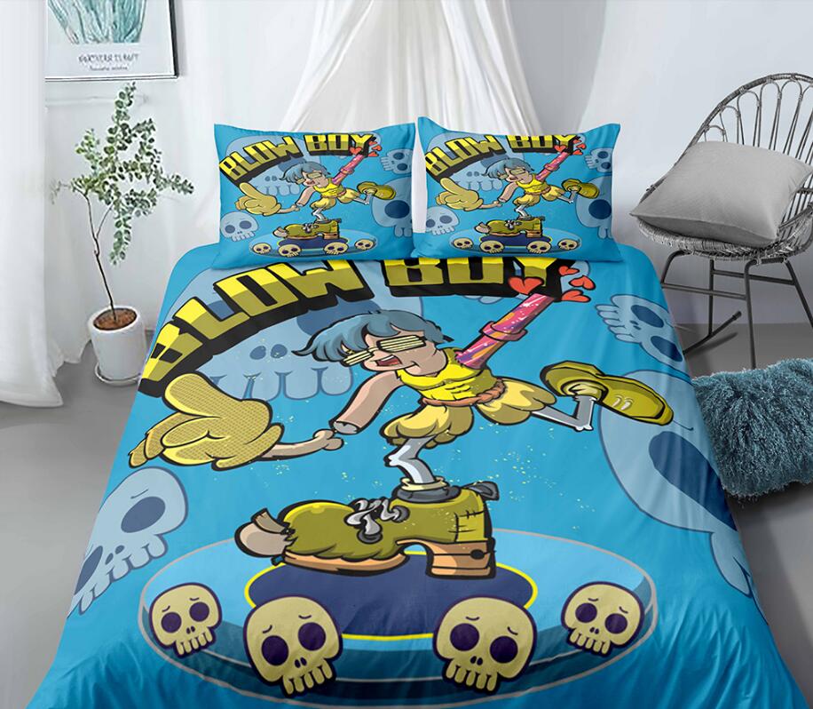 3D Cartoons Skateboard Skull 9968 Bed Pillowcases Quilt