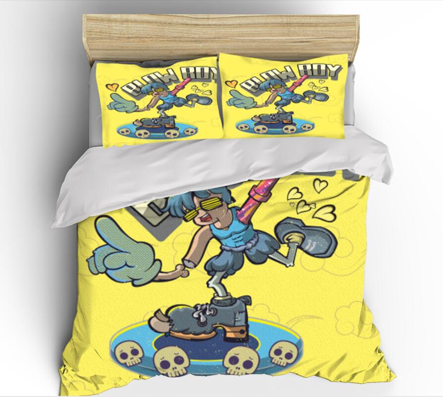 3D Yellow Skater Boy 99117 Bed Pillowcases Quilt