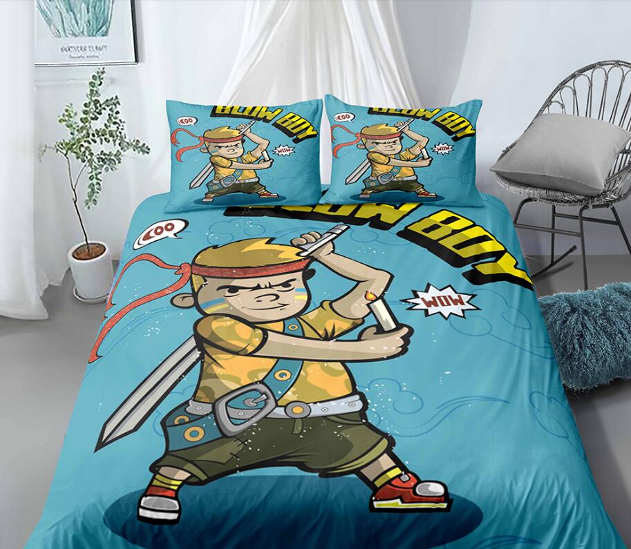 3D Cartoon Teenager 99157 Bed Pillowcases Quilt