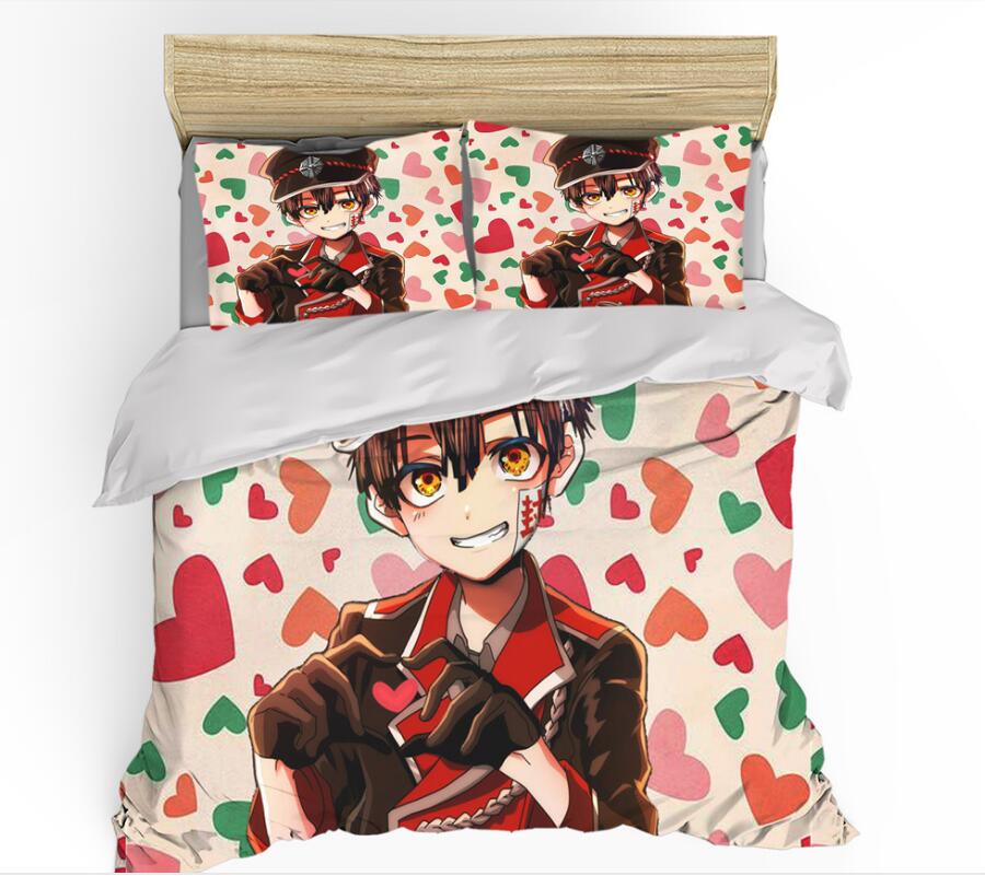 3D Ground-Bound Boy Hanako Love 99150 Bed Pillowcases Quilt