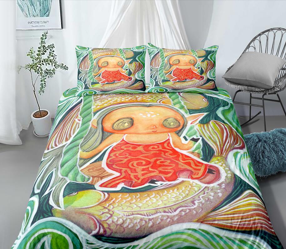 3D Girl With Big Eyes 99127 Bed Pillowcases Quilt