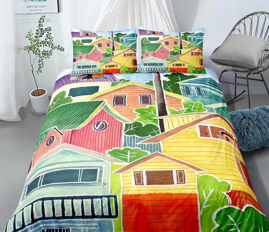 3D Houses 99152 Bed Pillowcases Quilt