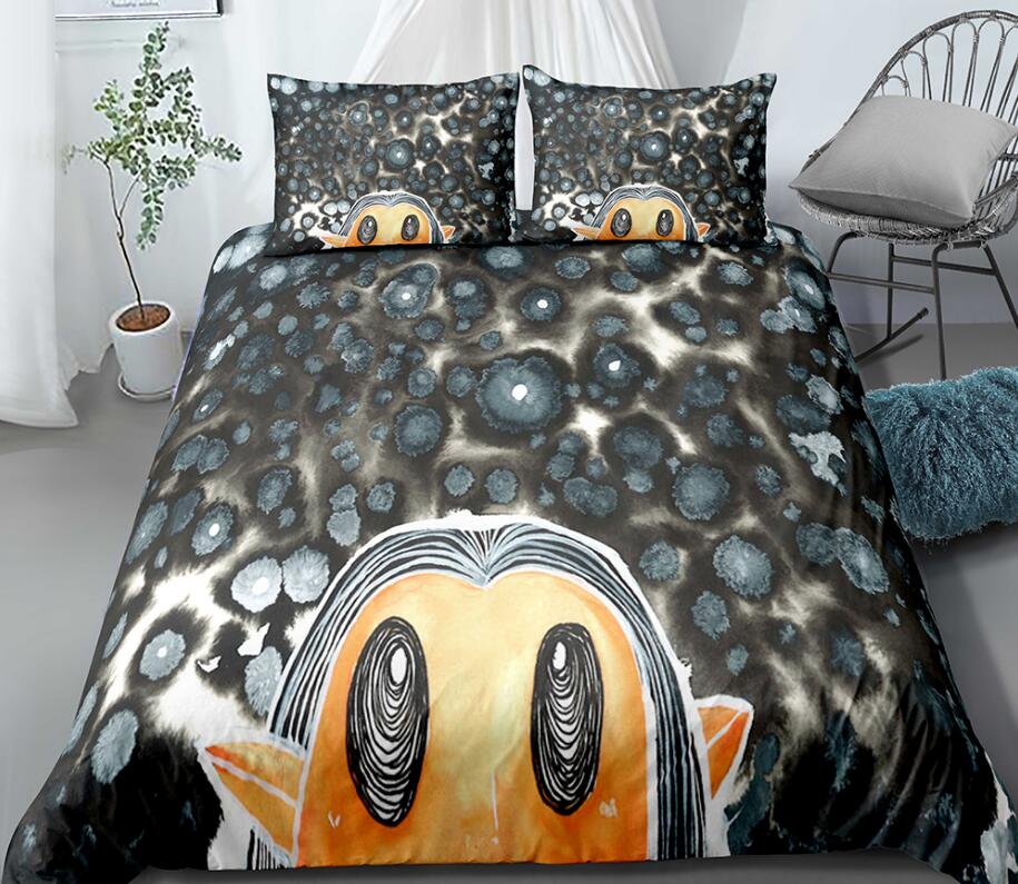 3D Black Dots Doll Head 99112 Bed Pillowcases Quilt