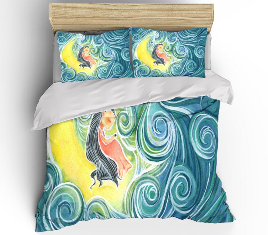 3D Green Whirlpool Girl 99146 Bed Pillowcases Quilt