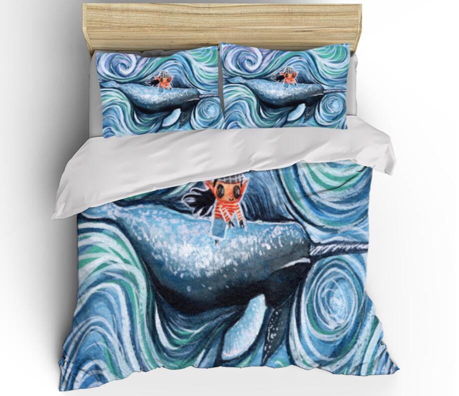 3D Blue Whirlpool Girl 99159 Bed Pillowcases Quilt