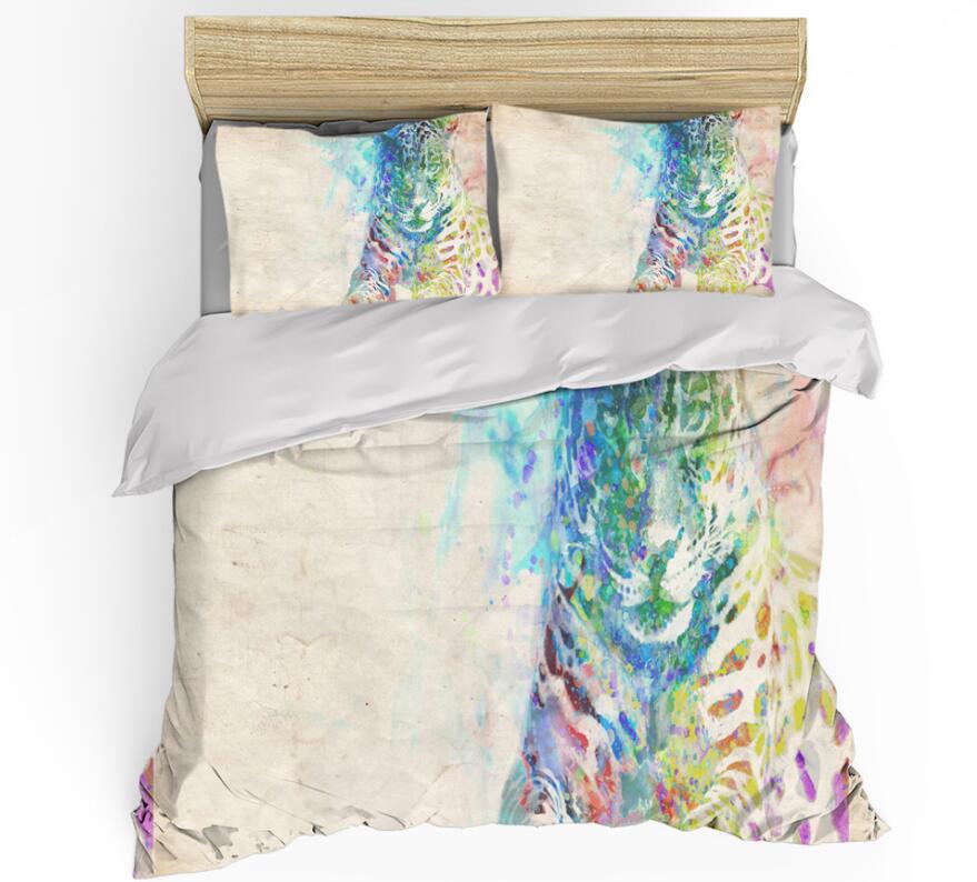 3D Tiger Color Printing 0065 Bed Pillowcases Quilt