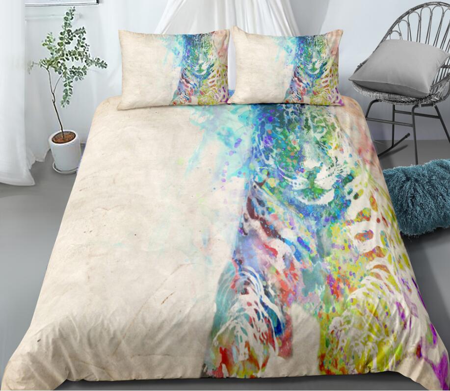3D Tiger Color Printing 0065 Bed Pillowcases Quilt